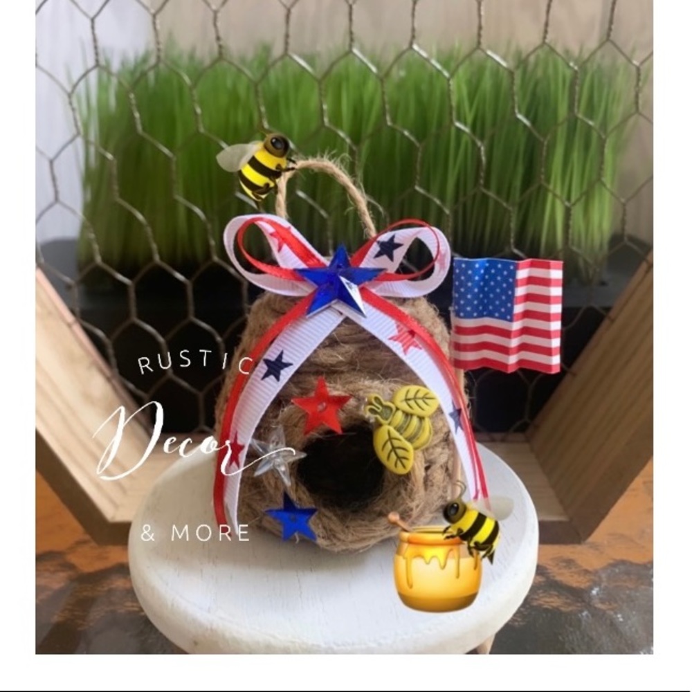 ❤️🤍💙 4th of July  Mini Beehive Tier tray decor